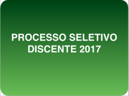 Processo Seletivo 2017: Local de Realização das Provas