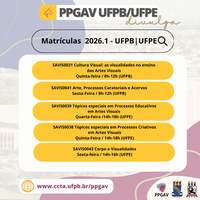 Matrículas e Oferta de disciplinas do PPGAV 2026.1 (Datas definidas para Início das aulas)